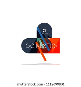 Mínimo diseño gráfico plano limpio y abstracto de opción paso elemento de diseño infográfico, formas geométricas - cuadrados redondos, círculos y diseño de líneas con texto de ejemplo, para presentación empresarial o web, aplicación o interfaz