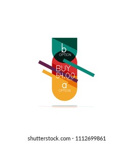 Mínimo diseño gráfico plano limpio y abstracto de opción paso elemento de diseño infográfico, formas geométricas - cuadrados redondos, círculos y diseño de líneas con texto de ejemplo, para presentación empresarial o web, aplicación o interfaz