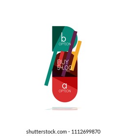 Mínimo diseño gráfico plano limpio y abstracto de opción paso elemento de diseño infográfico, formas geométricas - cuadrados redondos, círculos y diseño de líneas con texto de ejemplo, para presentación empresarial o web, aplicación o interfaz