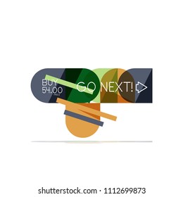 Mínimo diseño gráfico plano limpio y abstracto de opción paso elemento de diseño infográfico, formas geométricas - cuadrados redondos, círculos y diseño de líneas con texto de ejemplo, para presentación empresarial o web, aplicación o interfaz