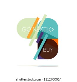 Mínimo diseño gráfico plano limpio y abstracto de opción paso elemento de diseño infográfico, formas geométricas - cuadrados redondos, círculos y diseño de líneas con texto de ejemplo, para presentación empresarial o web, aplicación o interfaz