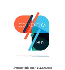Mínimo diseño gráfico plano limpio y abstracto de opción paso elemento de diseño infográfico, formas geométricas - cuadrados redondos, círculos y diseño de líneas con texto de ejemplo, para presentación empresarial o web, aplicación o interfaz