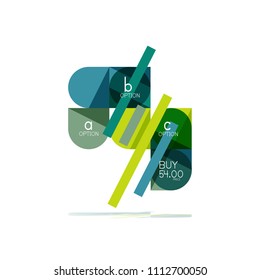 Minimal flache, saubere abstrakte Option Schritt für Infografik Design Element, geometrische Formen - runde Quadrate, Kreise und Linien Layout mit Beispieltext, für Geschäfts- oder Webpräsentation, App oder Schnittstelle