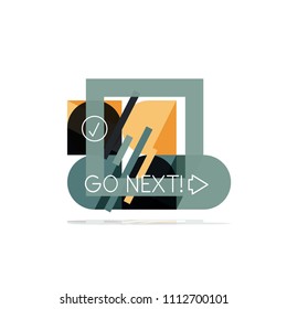 Mínimo plano limpo abstrato opção passo infográfico elemento de design, formas geométricas - quadrados redondos, círculos e layout de linhas com texto de amostra, para negócios ou apresentação na Web, aplicativo ou interface