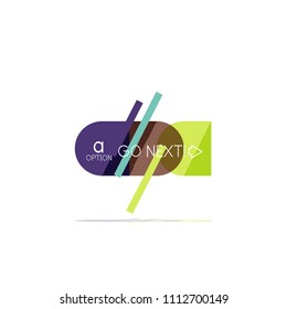 Mínimo diseño gráfico plano limpio y abstracto de opción paso elemento de diseño infográfico, formas geométricas - cuadrados redondos, círculos y diseño de líneas con texto de ejemplo, para presentación empresarial o web, aplicación o interfaz