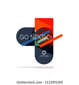 Mínimo diseño gráfico plano limpio y abstracto de opción paso elemento de diseño infográfico, formas geométricas - cuadrados redondos, círculos y diseño de líneas con texto de ejemplo, para presentación empresarial o web, aplicación o interfaz