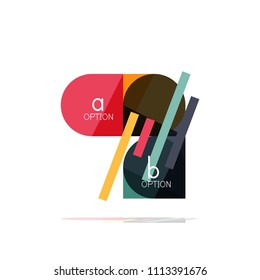 Mínimo diseño gráfico plano limpio y abstracto de opción paso elemento de diseño infográfico, formas geométricas - cuadrados redondos, círculos y diseño de líneas con texto de ejemplo, para presentación empresarial o web, aplicación o interfaz