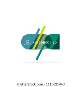 Minimal flat clean abstract option step infographic design element, geometric shapes - round squares, circles and lines layout with sample text, for business or web presentation, app or interface