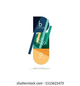 Mínimo diseño gráfico plano limpio y abstracto de opción paso elemento de diseño infográfico, formas geométricas - cuadrados redondos, círculos y diseño de líneas con texto de ejemplo, para presentación empresarial o web, aplicación o interfaz