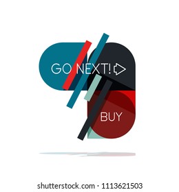 Minimal flat clean abstract option step infographic design element, geometric shapes - round squares, circles and lines layout with sample text, for business or web presentation, app or interface
