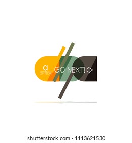 Mínimo diseño gráfico plano limpio y abstracto de opción paso elemento de diseño infográfico, formas geométricas - cuadrados redondos, círculos y diseño de líneas con texto de ejemplo, para presentación empresarial o web, aplicación o interfaz