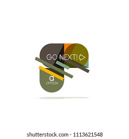 Minimal flache, saubere abstrakte Option Schritt für Infografik Design Element, geometrische Formen - runde Quadrate, Kreise und Linien Layout mit Beispieltext, für Geschäfts- oder Webpräsentation, App oder Schnittstelle
