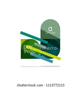 Mínimo diseño gráfico plano limpio y abstracto de opción paso elemento de diseño infográfico, formas geométricas - cuadrados redondos, círculos y diseño de líneas con texto de ejemplo, para presentación empresarial o web, aplicación o interfaz