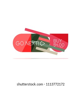 Minimal flat clean abstract option step infographic design element, geometric shapes - round squares, circles and lines layout with sample text, for business or web presentation, app or interface