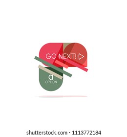 Mínimo diseño gráfico plano limpio y abstracto de opción paso elemento de diseño infográfico, formas geométricas - cuadrados redondos, círculos y diseño de líneas con texto de ejemplo, para presentación empresarial o web, aplicación o interfaz