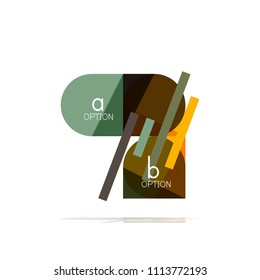 Minimal flat clean abstract option step infographic design element, geometric shapes - round squares, circles and lines layout with sample text, for business or web presentation, app or interface