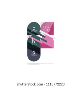 Mínimo diseño gráfico plano limpio y abstracto de opción paso elemento de diseño infográfico, formas geométricas - cuadrados redondos, círculos y diseño de líneas con texto de ejemplo, para presentación empresarial o web, aplicación o interfaz