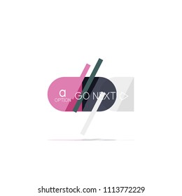Minimal flat clean abstract option step infographic design element, geometric shapes - round squares, circles and lines layout with sample text, for business or web presentation, app or interface