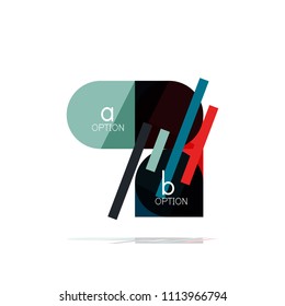Minimal flat clean abstract option step infographic design element, geometric shapes - round squares, circles and lines layout with sample text, for business or web presentation, app or interface