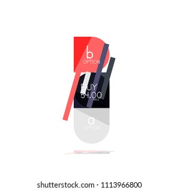 Minimal flache, saubere abstrakte Option Schritt für Infografik Design Element, geometrische Formen - runde Quadrate, Kreise und Linien Layout mit Beispieltext, für Geschäfts- oder Webpräsentation, App oder Schnittstelle