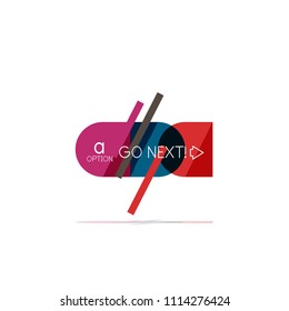 Minimal flache, saubere abstrakte Option Schritt für Infografik Design Element, geometrische Formen - runde Quadrate, Kreise und Linien Layout mit Beispieltext, für Geschäfts- oder Webpräsentation, App oder Schnittstelle