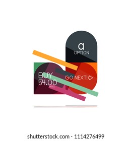 Mínimo diseño gráfico plano limpio y abstracto de opción paso elemento de diseño infográfico, formas geométricas - cuadrados redondos, círculos y diseño de líneas con texto de ejemplo, para presentación empresarial o web, aplicación o interfaz