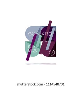 Mínimo diseño gráfico plano limpio y abstracto de opción paso elemento de diseño infográfico, formas geométricas - cuadrados redondos, círculos y diseño de líneas con texto de ejemplo, para presentación empresarial o web, aplicación o interfaz