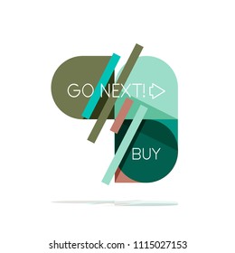 Minimal flat clean abstract option step infographic design element, geometric shapes - round squares, circles and lines layout with sample text, for business or web presentation, app or interface