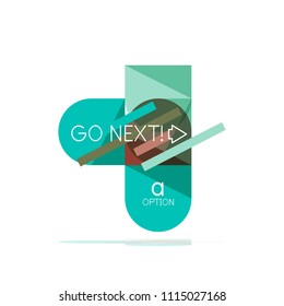 Mínimo diseño gráfico plano limpio y abstracto de opción paso elemento de diseño infográfico, formas geométricas - cuadrados redondos, círculos y diseño de líneas con texto de ejemplo, para presentación empresarial o web, aplicación o interfaz