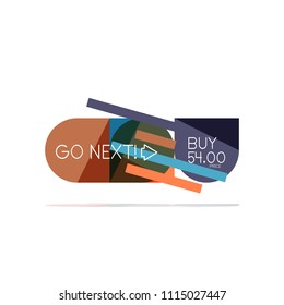 Minimal flache, saubere abstrakte Option Schritt für Infografik Design Element, geometrische Formen - runde Quadrate, Kreise und Linien Layout mit Beispieltext, für Geschäfts- oder Webpräsentation, App oder Schnittstelle
