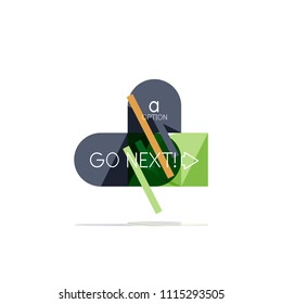 Mínimo diseño gráfico plano limpio y abstracto de opción paso elemento de diseño infográfico, formas geométricas - cuadrados redondos, círculos y diseño de líneas con texto de ejemplo, para presentación empresarial o web, aplicación o interfaz
