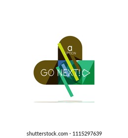 Mínimo diseño gráfico plano limpio y abstracto de opción paso elemento de diseño infográfico, formas geométricas - cuadrados redondos, círculos y diseño de líneas con texto de ejemplo, para presentación empresarial o web, aplicación o interfaz