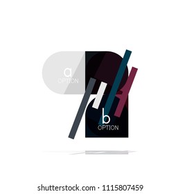 Minimal flat clean abstract option step infographic design element, geometric shapes - round squares, circles and lines layout with sample text, for business or web presentation, app or interface