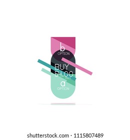 Minimal flat clean abstract option step infographic design element, geometric shapes - round squares, circles and lines layout with sample text, for business or web presentation, app or interface