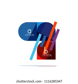 Mínimo diseño gráfico plano limpio y abstracto de opción paso elemento de diseño infográfico, formas geométricas - cuadrados redondos, círculos y diseño de líneas con texto de ejemplo, para presentación empresarial o web, aplicación o interfaz