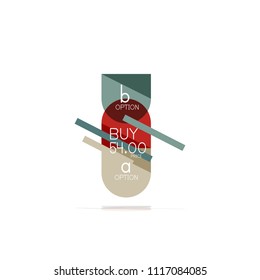 Minimal flat clean abstract option step infographic design element, geometric shapes - round squares, circles and lines layout with sample text, for business or web presentation, app or interface
