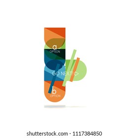 Mínimo diseño gráfico plano limpio y abstracto de opción paso elemento de diseño infográfico, formas geométricas - cuadrados redondos, círculos y diseño de líneas con texto de ejemplo, para presentación empresarial o web, aplicación o interfaz