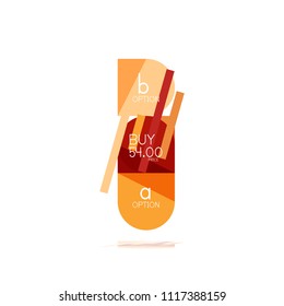 Minimal flat clean abstract option step infographic design element, geometric shapes - round squares, circles and lines layout with sample text, for business or web presentation, app or interface