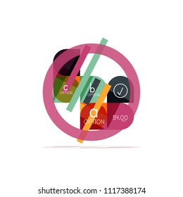 Minimal flat clean abstract option step infographic design element, geometric shapes - round squares, circles and lines layout with sample text, for business or web presentation, app or interface