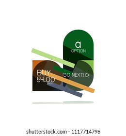 Mínimo diseño gráfico plano limpio y abstracto de opción paso elemento de diseño infográfico, formas geométricas - cuadrados redondos, círculos y diseño de líneas con texto de ejemplo, para presentación empresarial o web, aplicación o interfaz
