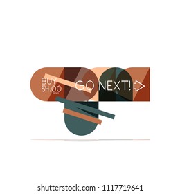 Minimal flache, saubere abstrakte Option Schritt für Infografik Design Element, geometrische Formen - runde Quadrate, Kreise und Linien Layout mit Beispieltext, für Geschäfts- oder Webpräsentation, App oder Schnittstelle