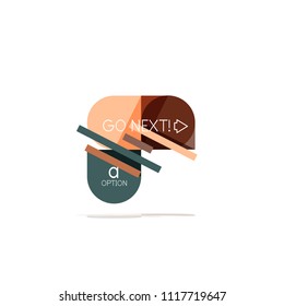 Mínimo diseño gráfico plano limpio y abstracto de opción paso elemento de diseño infográfico, formas geométricas - cuadrados redondos, círculos y diseño de líneas con texto de ejemplo, para presentación empresarial o web, aplicación o interfaz