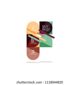 Mínimo diseño gráfico plano limpio y abstracto de opción paso elemento de diseño infográfico, formas geométricas - cuadrados redondos, círculos y diseño de líneas con texto de ejemplo, para presentación empresarial o web, aplicación o interfaz