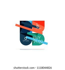 Minimal flat clean abstract option step infographic design element, geometric shapes - round squares, circles and lines layout with sample text, for business or web presentation, app or interface