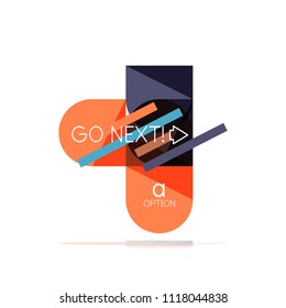 Minimal flache, saubere abstrakte Option Schritt für Infografik Design Element, geometrische Formen - runde Quadrate, Kreise und Linien Layout mit Beispieltext, für Geschäfts- oder Webpräsentation, App oder Schnittstelle