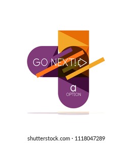 Mínimo diseño gráfico plano limpio y abstracto de opción paso elemento de diseño infográfico, formas geométricas - cuadrados redondos, círculos y diseño de líneas con texto de ejemplo, para presentación empresarial o web, aplicación o interfaz