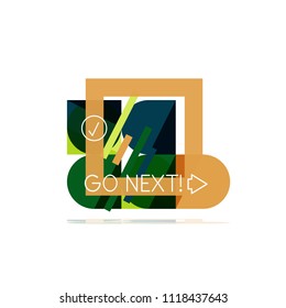 Mínimo diseño gráfico plano limpio y abstracto de opción paso elemento de diseño infográfico, formas geométricas - cuadrados redondos, círculos y diseño de líneas con texto de ejemplo, para presentación empresarial o web, aplicación o interfaz