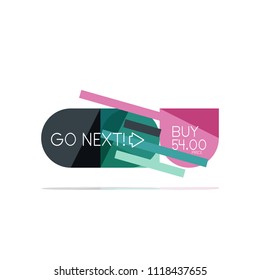 Minimal flat clean abstract option step infographic design element, geometric shapes - round squares, circles and lines layout with sample text, for business or web presentation, app or interface