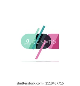 Mínimo diseño gráfico plano limpio y abstracto de opción paso elemento de diseño infográfico, formas geométricas - cuadrados redondos, círculos y diseño de líneas con texto de ejemplo, para presentación empresarial o web, aplicación o interfaz