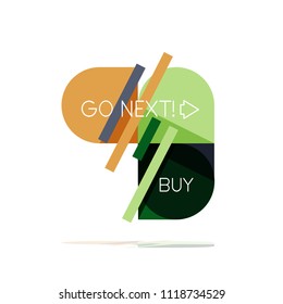 Mínimo diseño gráfico plano limpio y abstracto de opción paso elemento de diseño infográfico, formas geométricas - cuadrados redondos, círculos y diseño de líneas con texto de ejemplo, para presentación empresarial o web, aplicación o interfaz